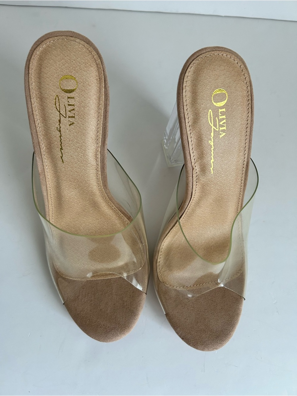 Olivia jaymes Clear Strap Nude Block Heel Mule - Picture 3 of 15
